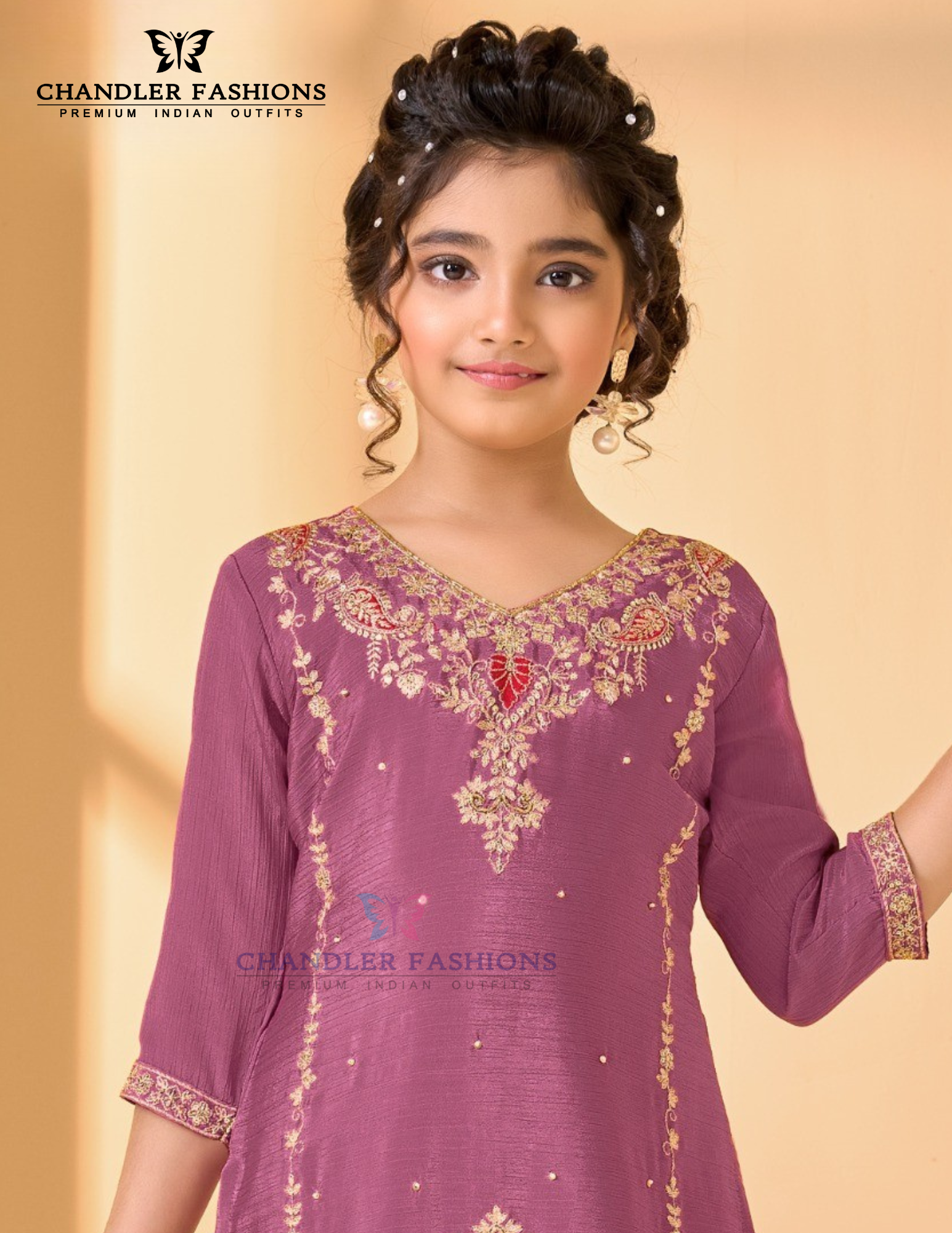 Light Violet Color Heavy Chinon Palazzo Suits Near Me