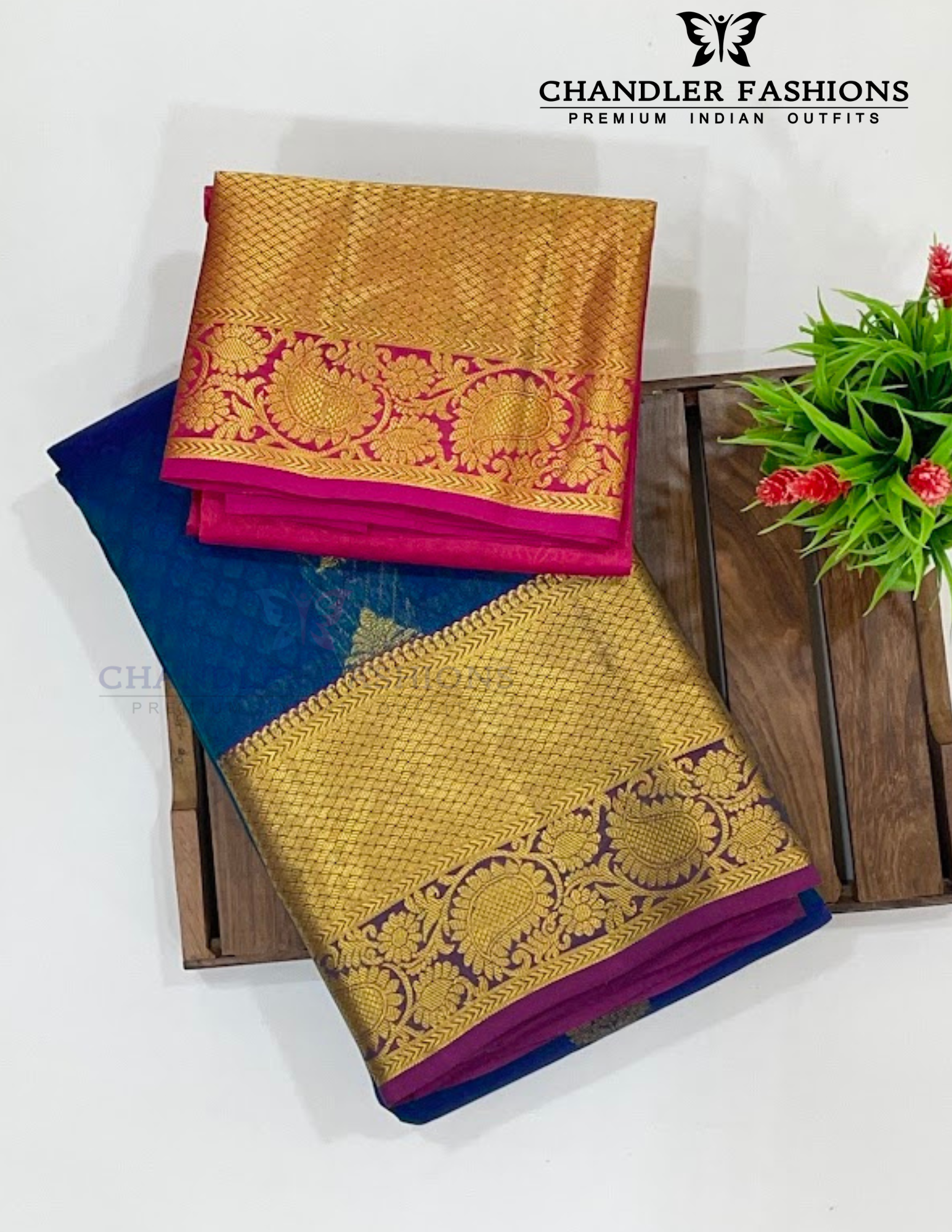 Peacock Blue Kanchi Silk Gold Zari Work Saree Near Me