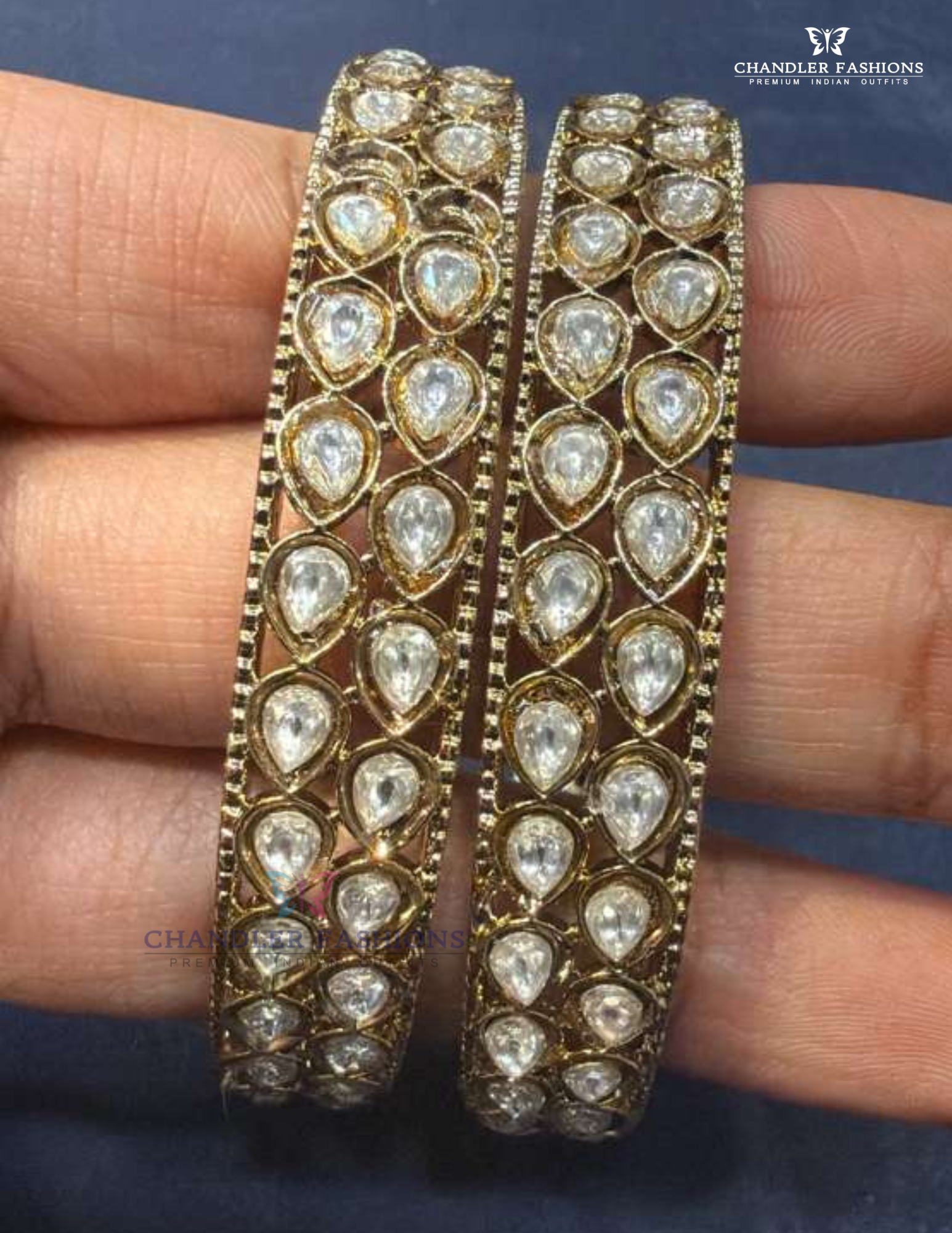 White Color Stones Gold Plated Bangles Near Me