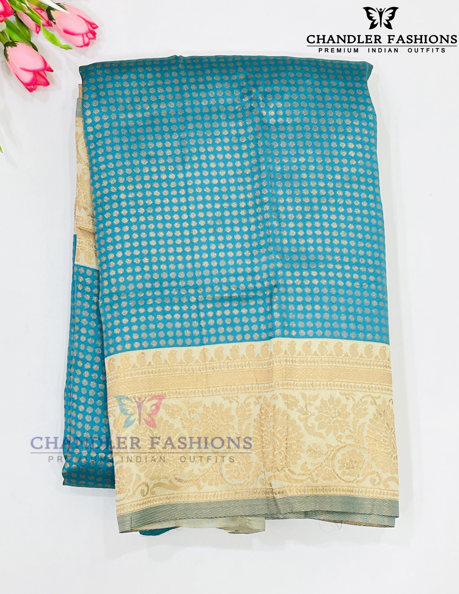 Alluring Rama Green Color Art Silk Saree With Golden Zari Work For Women