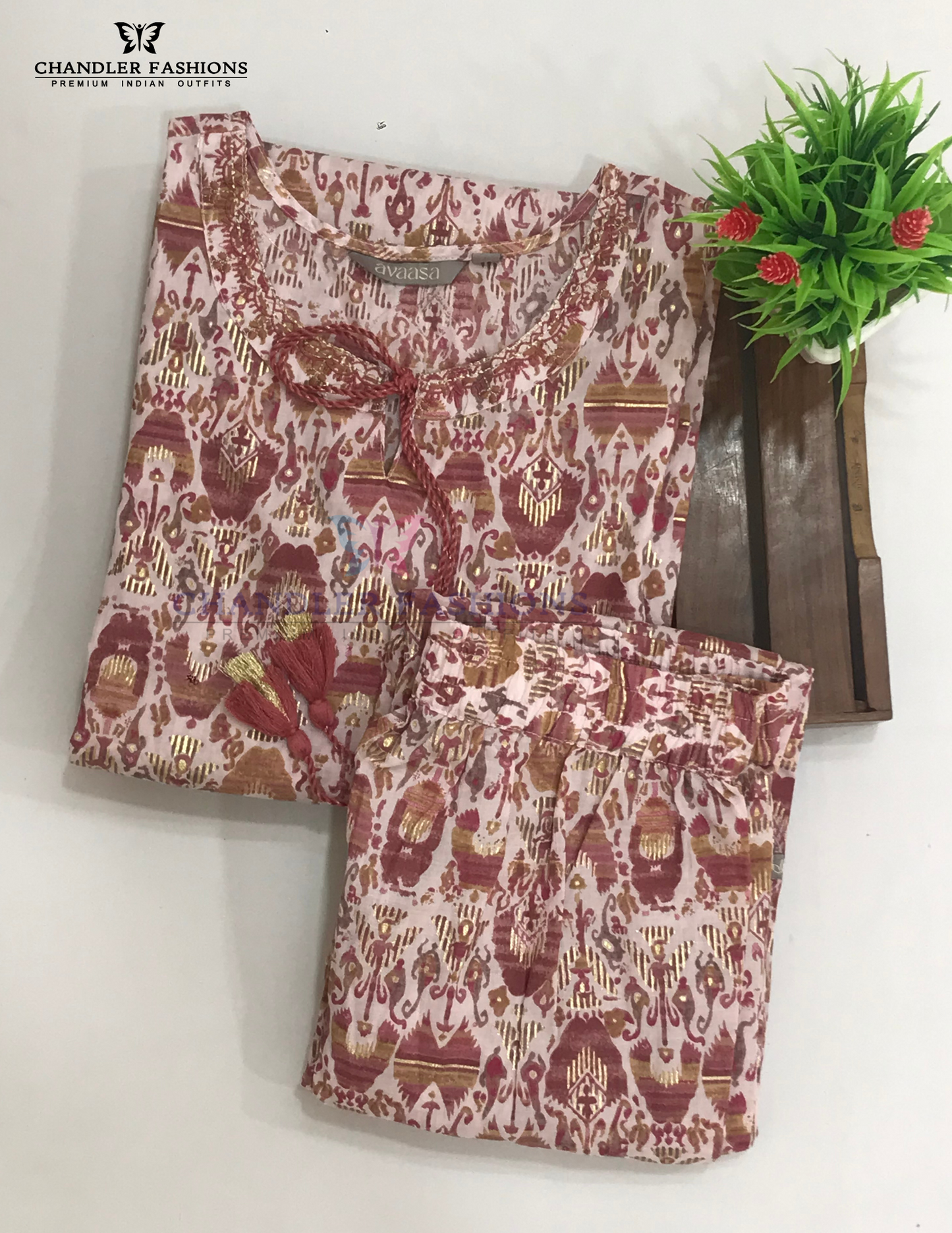 Light Maroon Color With Printed Work Cotton Kurti Suits In Mesa