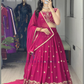 Wonderful Pink Color Georgette With Embroidery And Sequins Work Lehenga Choli With Dupatta For Women