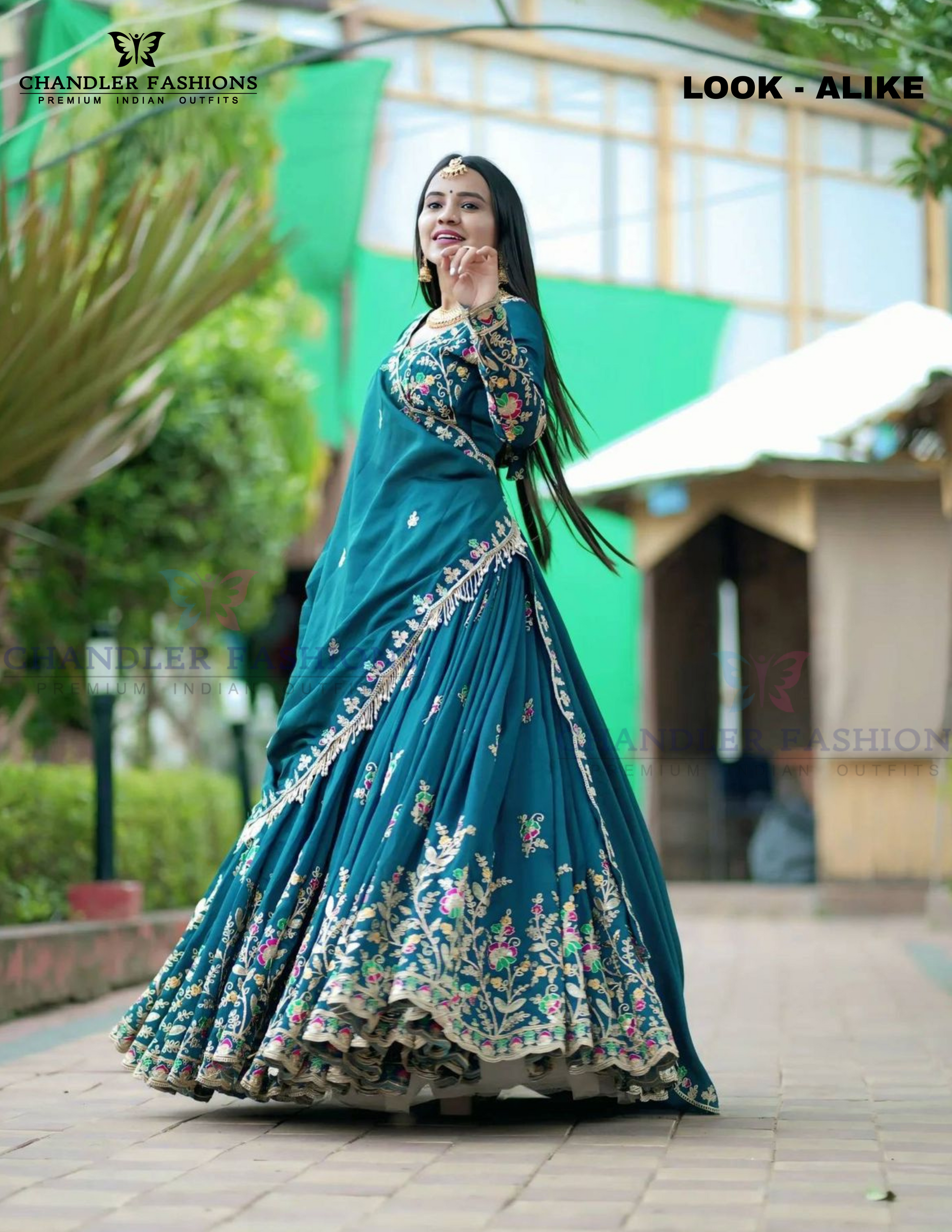 Charming Teal Blue Color Embroidery And Thread Work Lehenga Choli Near Me