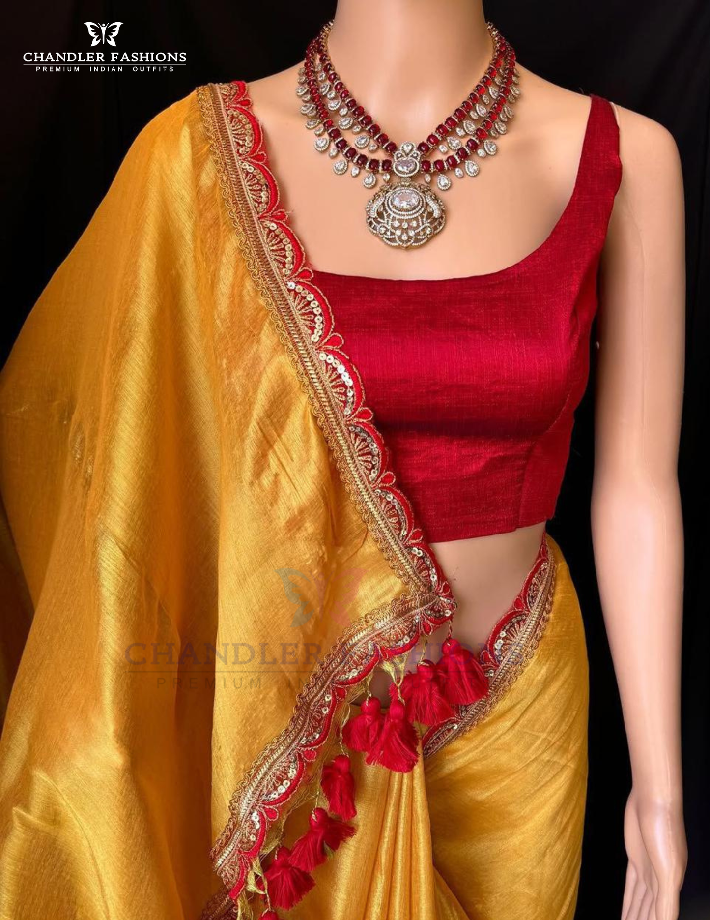Alluring Mustard Yellow Color Tissue Silk Saree For Women