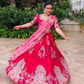 Attractive Red Color Cotton Lehenga Choli With Kalamkari Print Work For Women