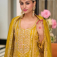 Yellow Color Heavy Silk With Embroidery Work Palazzo Suits And Dupatta Near Me