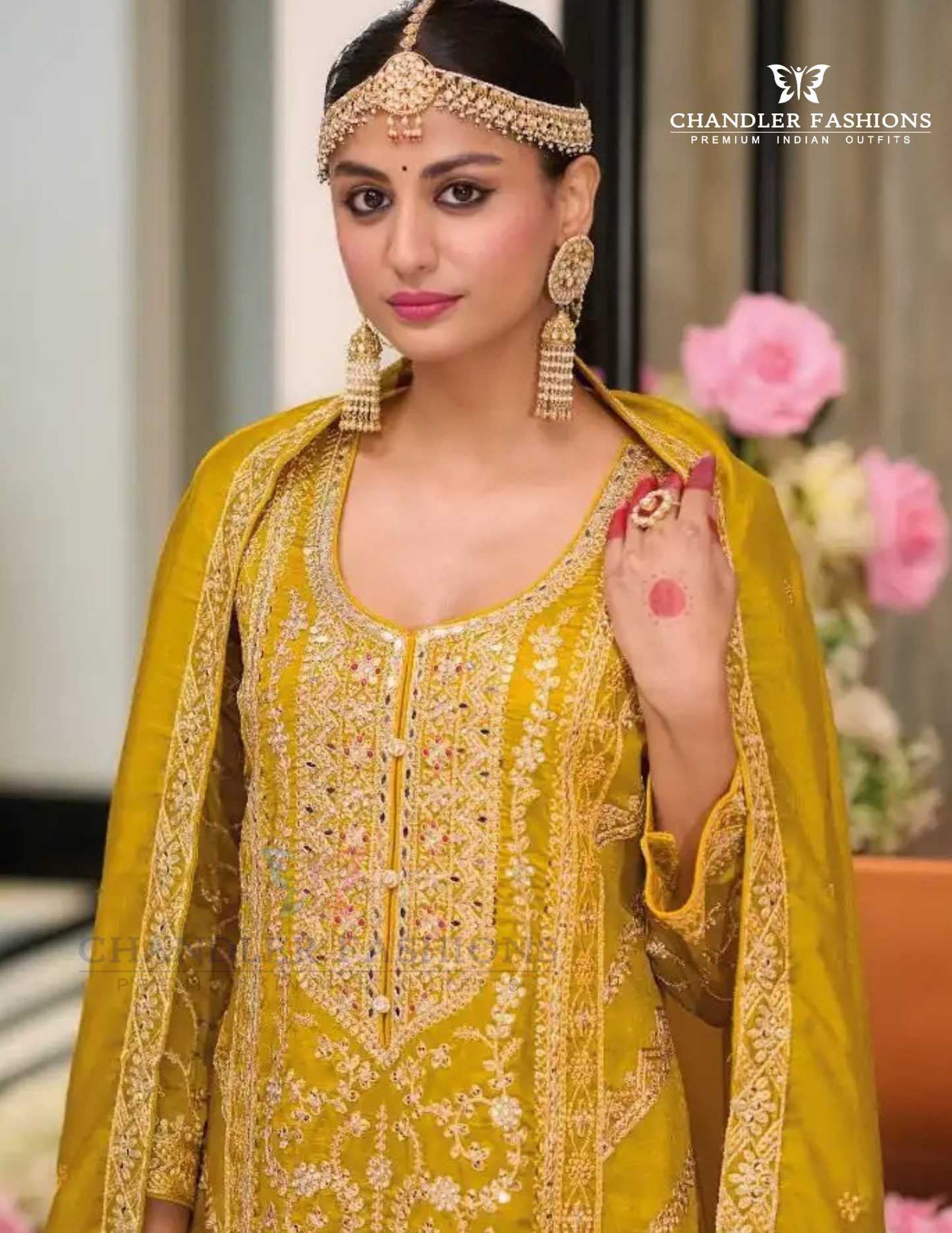 Yellow Color Heavy Silk With Embroidery Work Palazzo Suits And Dupatta Near Me