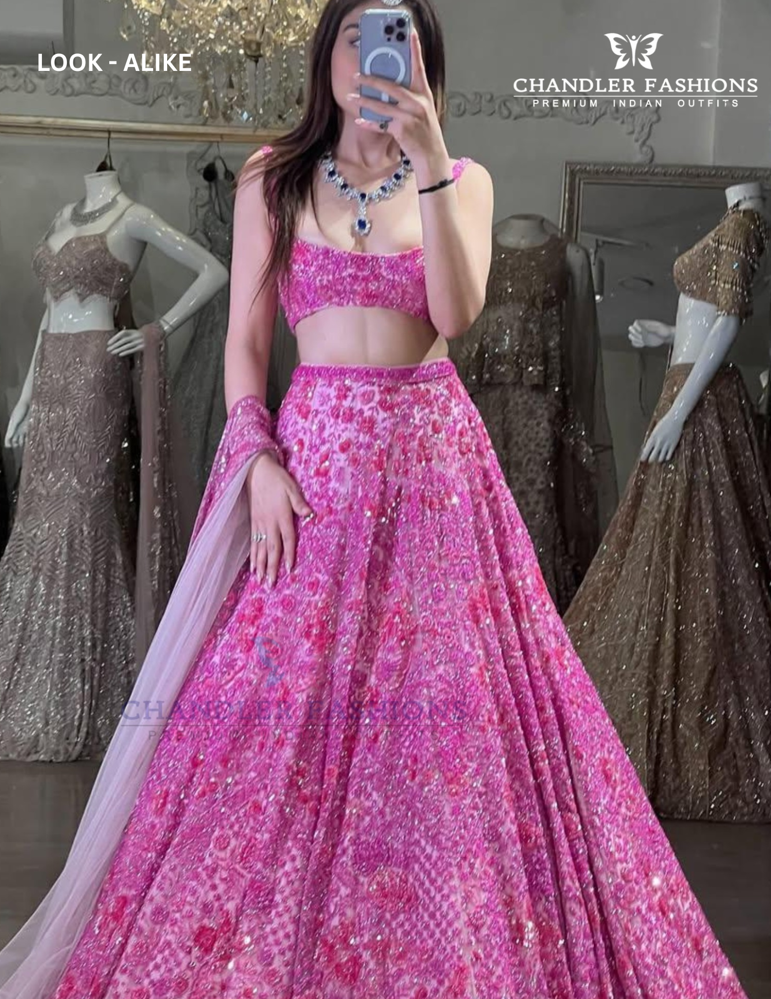 Pink Color Embroidery And Sequins Work Lehenga Near Me
