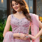 Pink Color Net With Embroidery Work Lehenga Near Me
