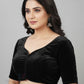 Alluring Black Colored Velvet With Paan Neck Readymade Blouse For Women