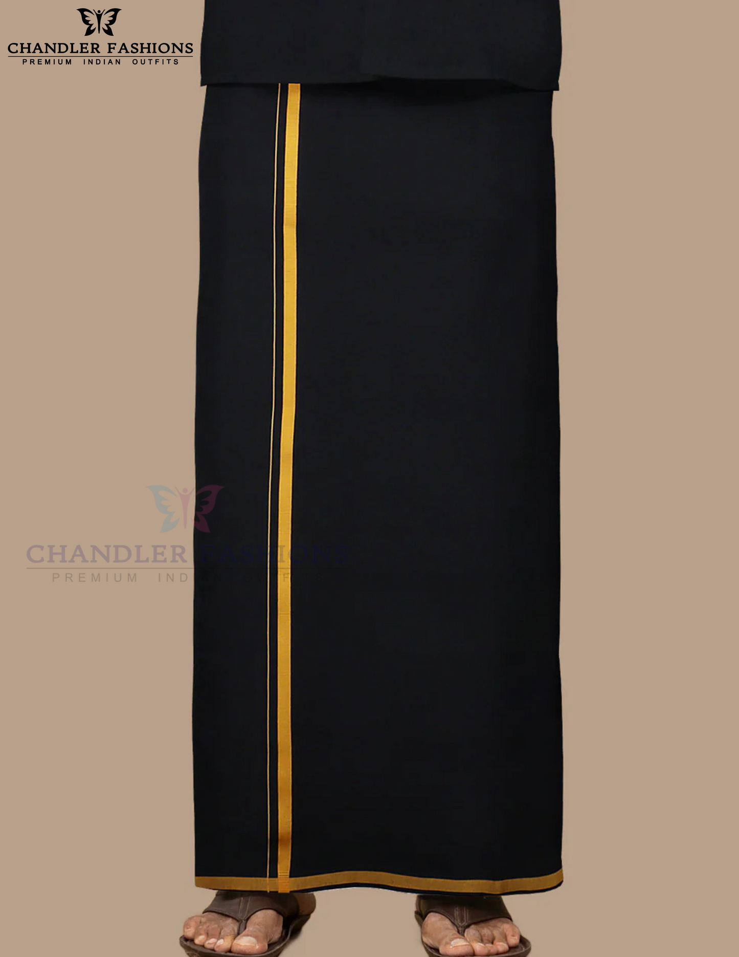 Elegant Black Color Dhoti With Golden Zari Border Near Me