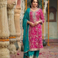 Alluring Rani Pink Color Chinon Embroidery Work Palazzo Suits With Dupatta