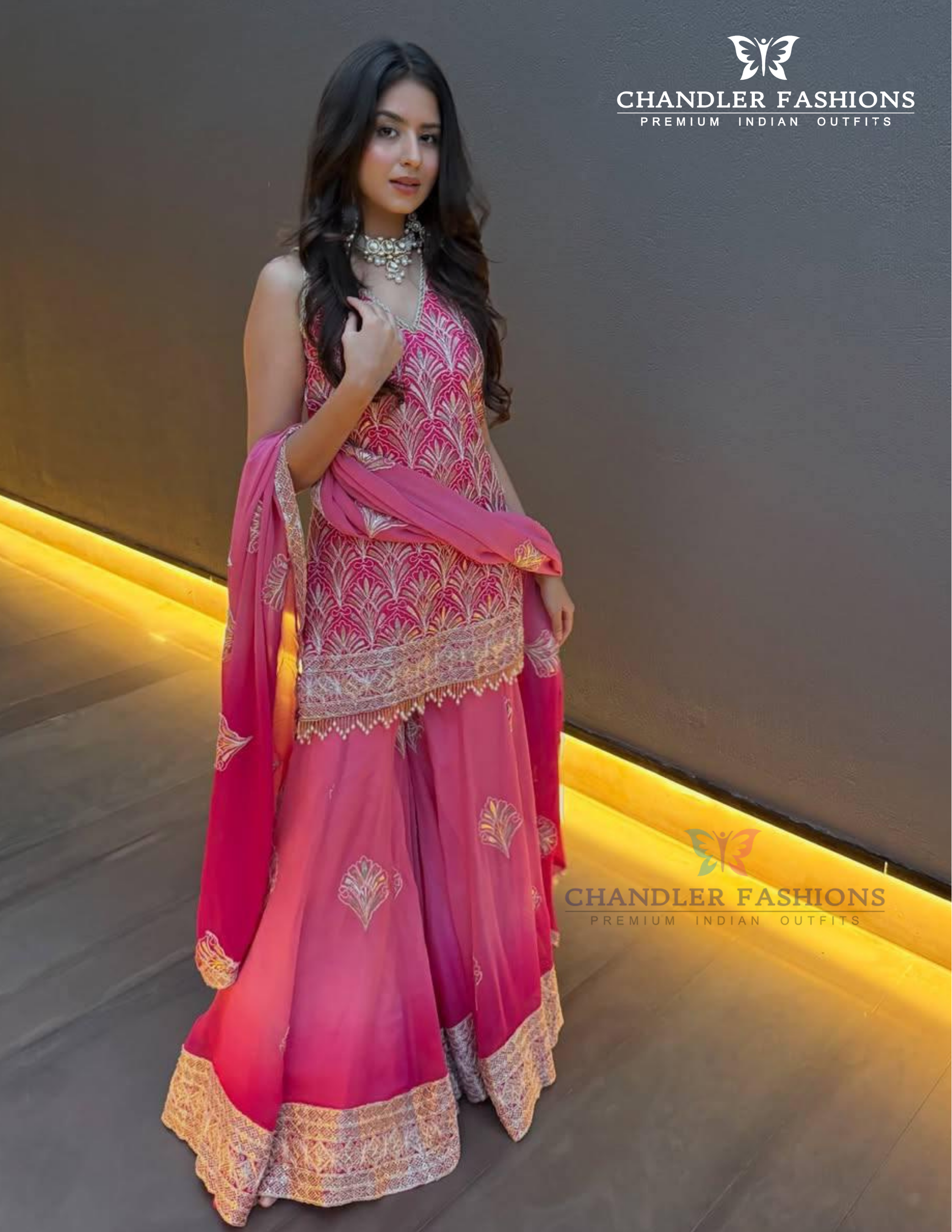 Charming Pink Color Rangoli Silk Palazzo Suits With Embroidery Work For Women