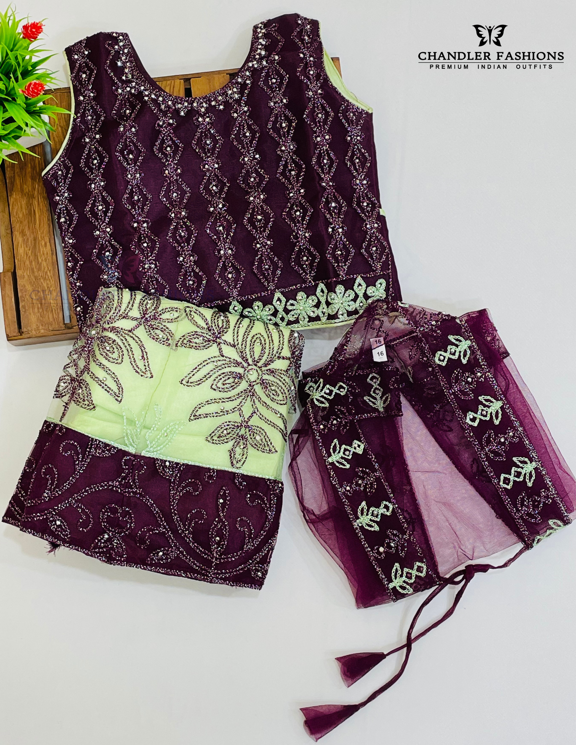 Ravishing Purple Color Girls Choli Sets With Embroidery And Sequins Work Near Me