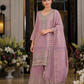 Elegant Lavender Color Emboidery Work Kurti With Palazzo Suits For Women