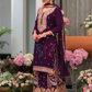 Beautiful Purple Color Chinon Embroidery Work Palazzo Suits With Dupatta