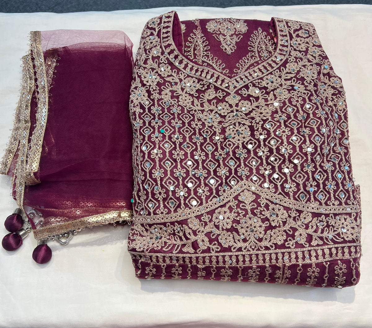 Amazing Maroon Color Georgette With Embroidery And Sequins Work Anarkali Gown For Women