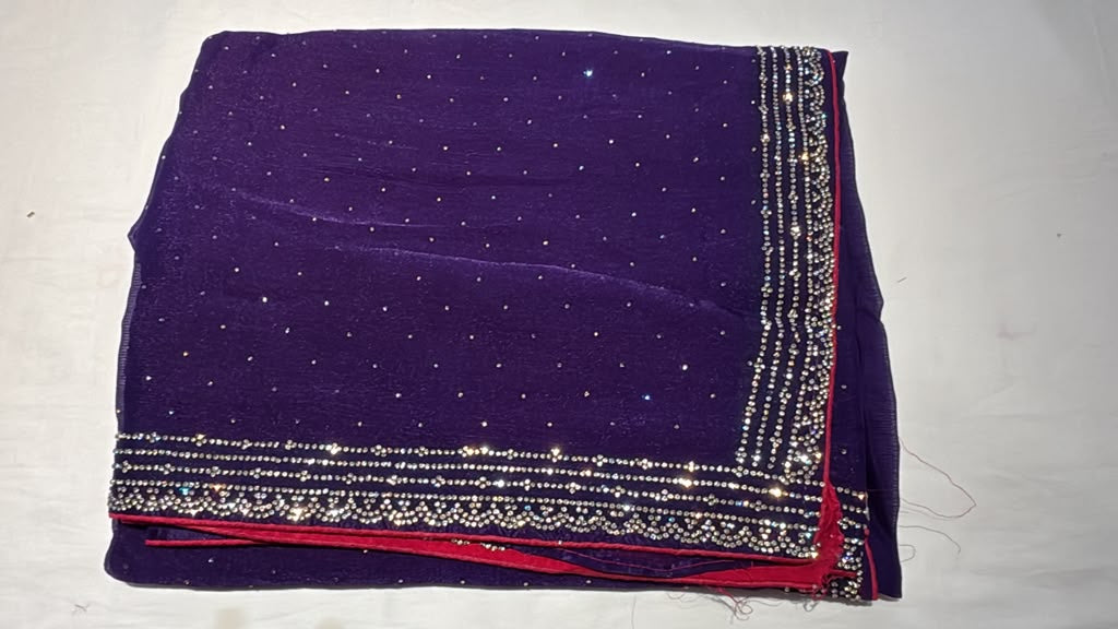 Stunning Purple Color Tissue Silk Fancy Saree With Embroidery And Stone Work For Women