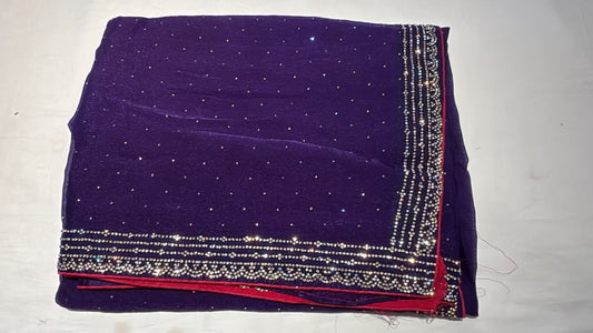 Stunning Purple Color Tissue Silk Fancy Saree With Embroidery And Stone Work For Women
