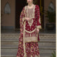 Attractive Maroon Color Heavy Chinon with Embroidery Work Sharara Suits With Dupatta For Women