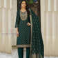 Wonderful Dark Green Color Rayon With Digital Printed Work Salwar Suits For Women