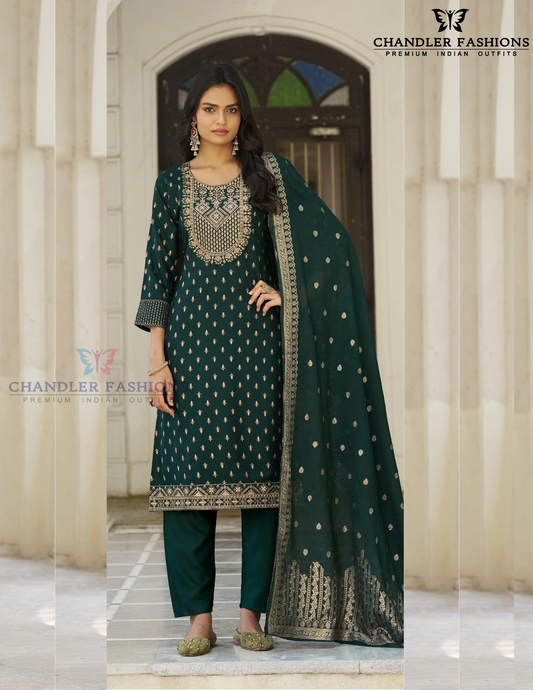 Wonderful Dark Green Color Rayon With Digital Printed Work Salwar Suits For Women