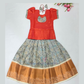 Alluring Orange And Grey Color Art Silk Langa Set With Stone Work For Girls