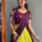 Purple And Lime Green Color Georgette With Zari Border Lehenga Choli With Dupatta Near Me