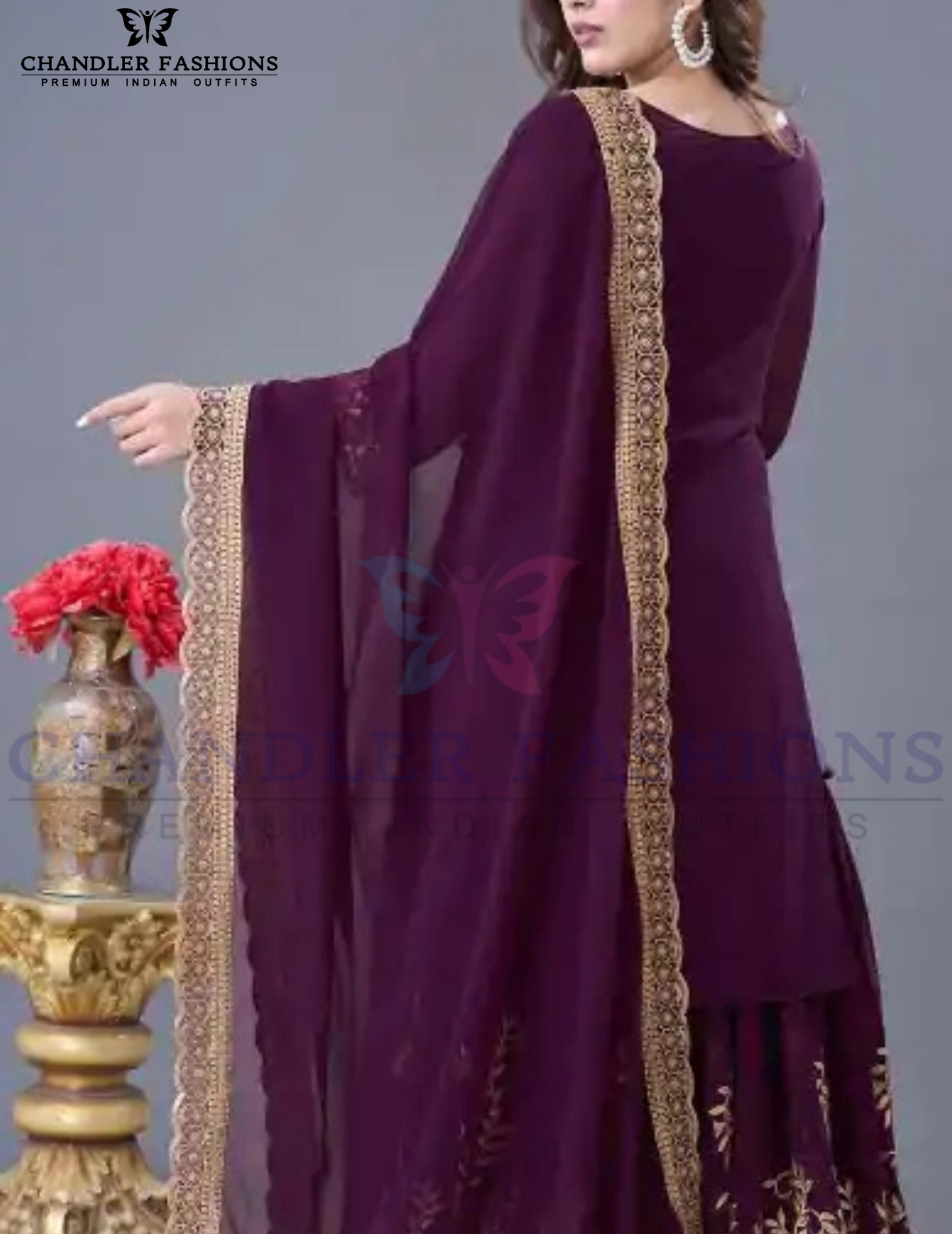 Wonderful Purple Color Faux Georgette Sharara Suit With Heavy Embroidery Sequins Thread Work For Women
