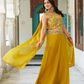 Yellow Color Georgette Thread Embroidery Work Palazzo Suits Near Me
