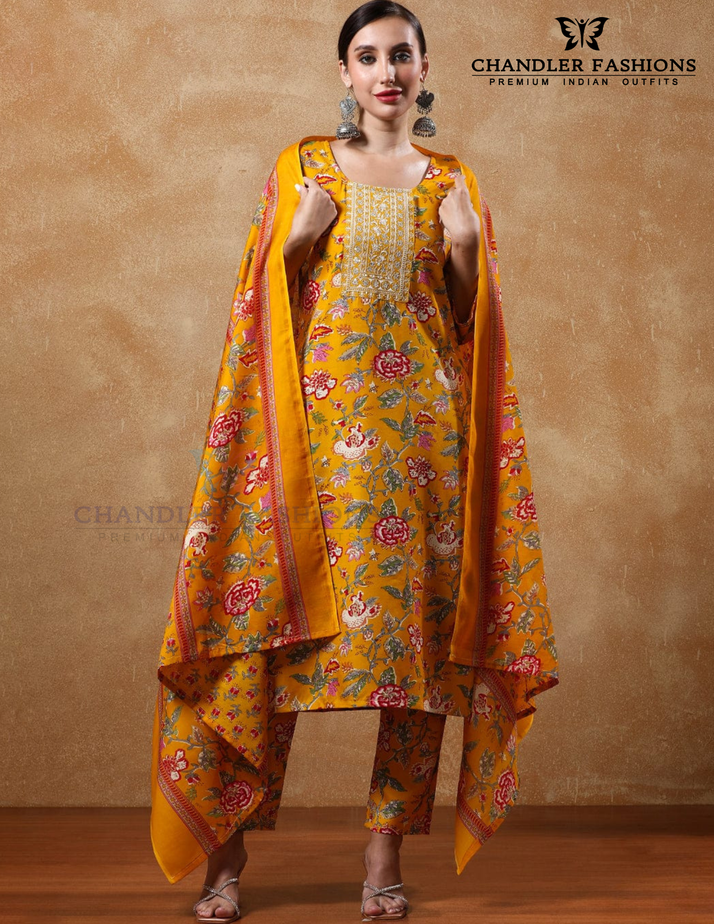 Attractive Yellow Color Cotton Blend With Embroidery And Sequins Work Salwar Suits For Women