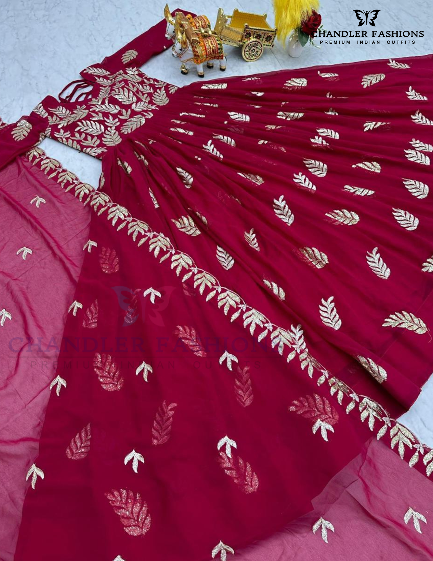 Marvelous Maroon Color Georgette Sequins Gown In Chandler