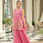 Light Pink Color Shimmer Silk Work Palazzo Suits In USA
