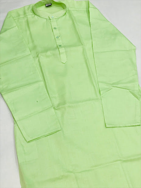 Green Color Men's Kurta With Pajama Pant in Cotton Wood
