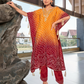 Elegant Yellow And Red Color Crepe With Embroidery And Mirror Work Kaftan Suits For Women