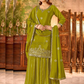 Marvelous Green Color Heavy Chinon With Embroidery Work Palazzo Suits For Women