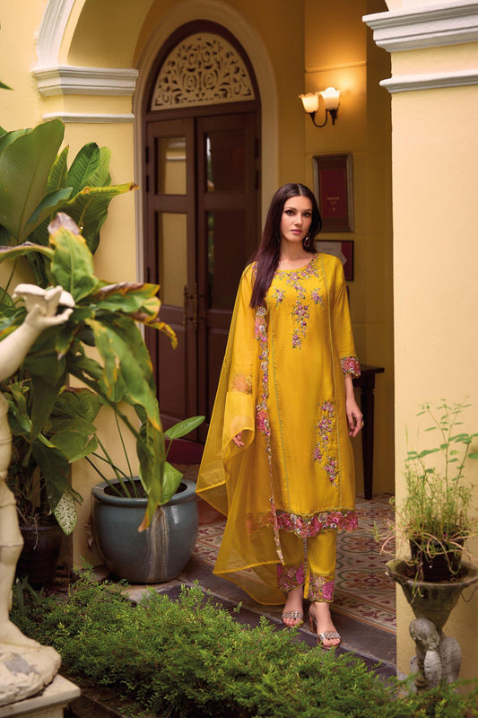 Gorgeous Yellow Color Salwar Suits With Embroidery Work For Women