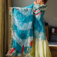 Elegant Teal Blue Color Fendy Silk With Embroidery And Sequins Work Sharara Suit For Women 