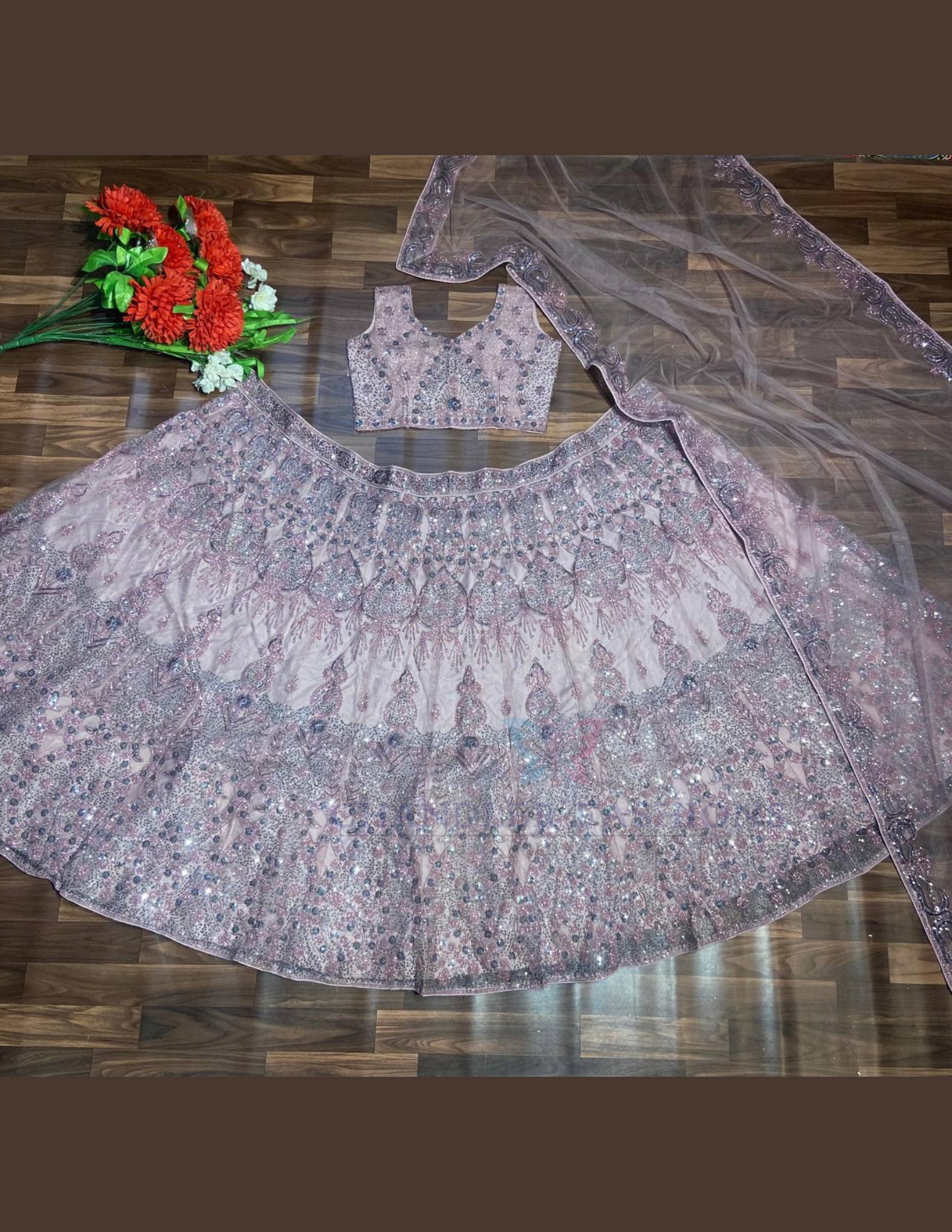 Pink Color With Sequins Work Lehenga In Mesa 