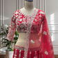 Attractive Red Color Butterfly Net With Embroidery And Sequins Work Lehenga In Mesa
