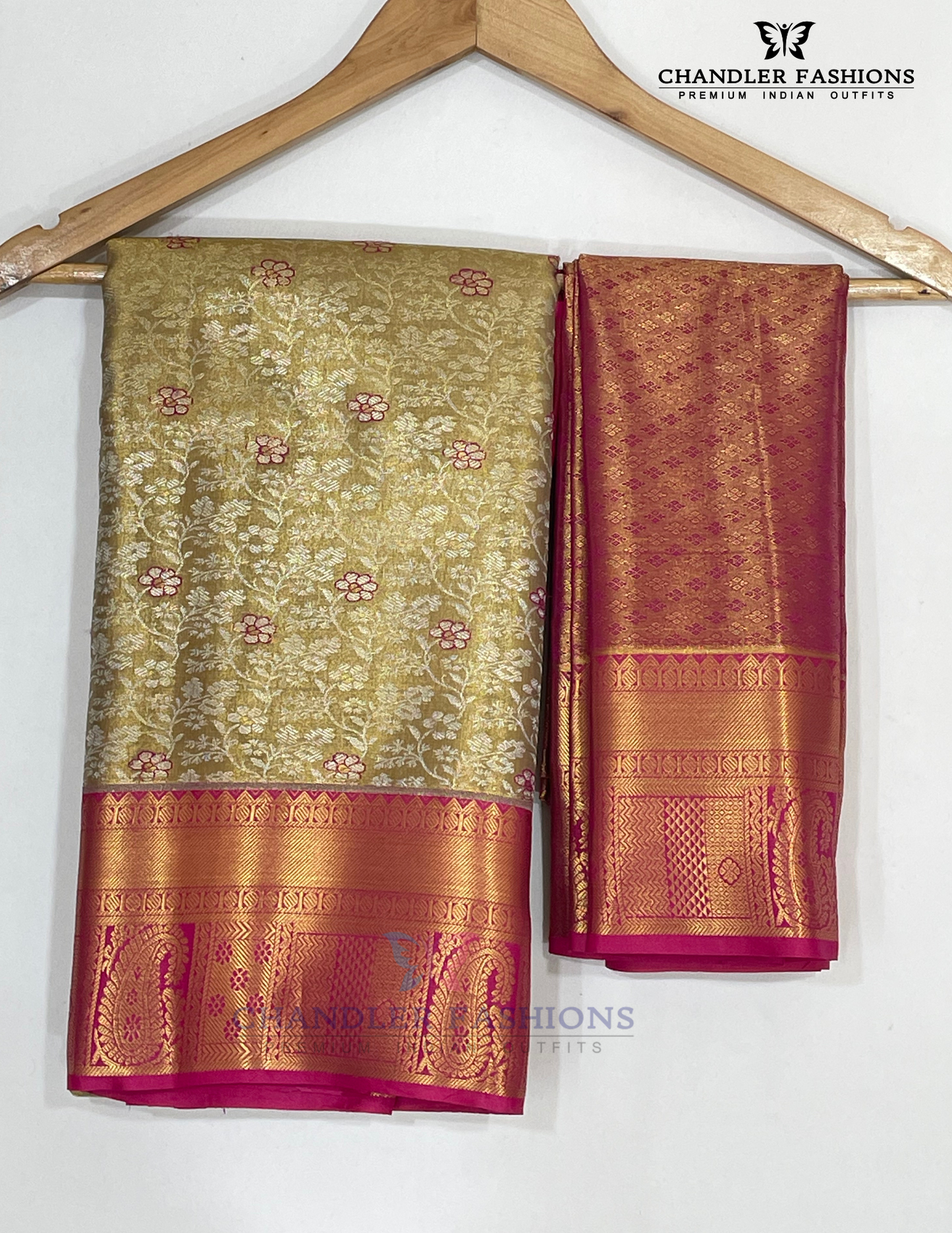 Gold Color Pure Kanchi Silk With Gold Zari Work Saree Near Me