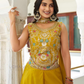 Fabulous Yellow Color Embroidery Work Palazzo Suits In USA