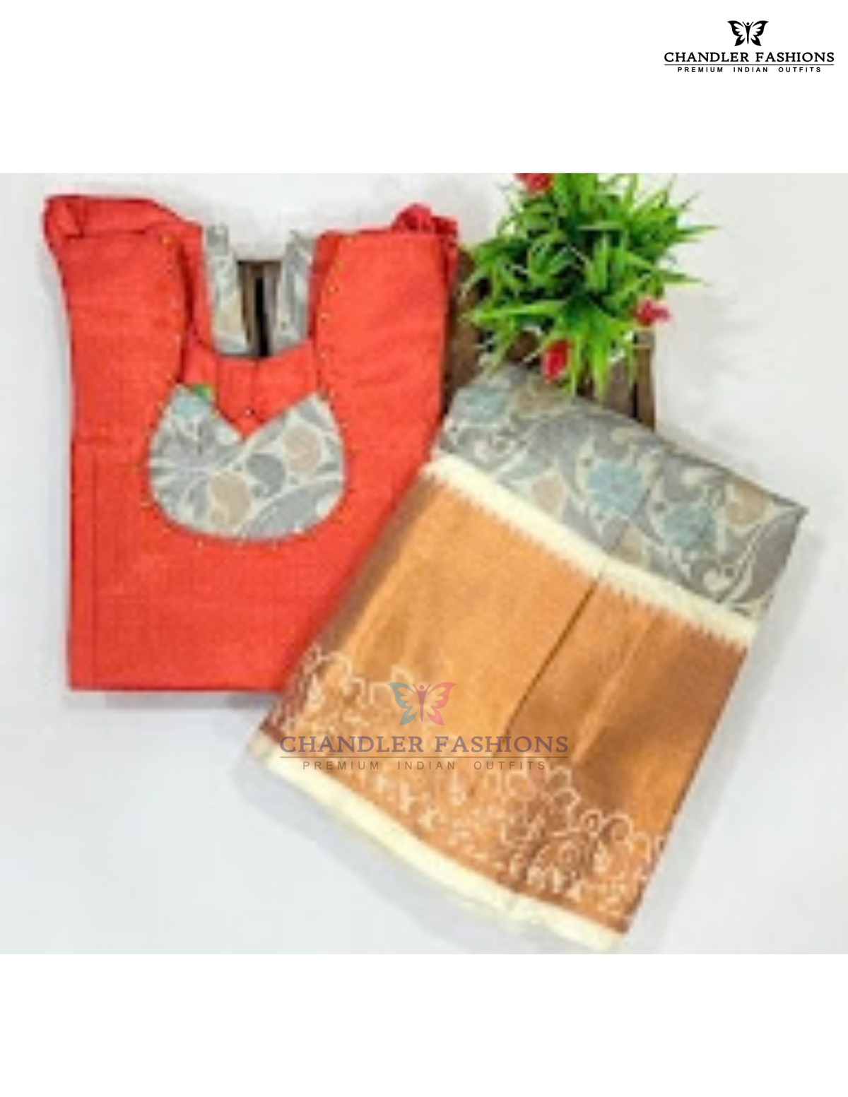 Orange And Grey Color Art Silk Langa Set With Stone Work Near Me