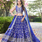 Wonderful Blue Color Silk Jacquard With Sequins And Zari Embroidery Lehenga Choli For Women