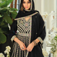 Amazing Black Color Chinon With Embroidery Work Palazzo Suits For Women