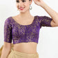 Beautiful Violet Colored Jacquard Printed Blouse For Women