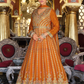 Orange Color Embroidery Work Palazzo Suits In USA