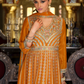 Orange Color Heavy Chinon Palazzo Suits In Chandler