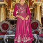 Fantastic Pink Color Heavy Chinon With Embroidery Work Palazzo Suits For Women