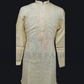 Alluring Beige Color Silk Cotton Kurta With Pajama For Men
